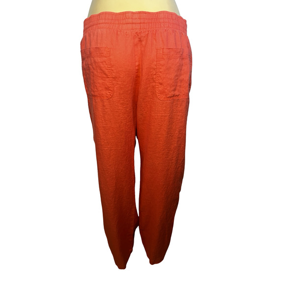 allen allen Linen Pants Womens XL Orange Drawstring Elastic Waist LL10620-NR - Picture 2 of 13